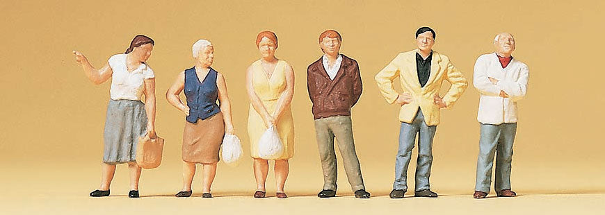Preiser 10451 HO Scale Passers-By Waiting Figure Set pkg(6)