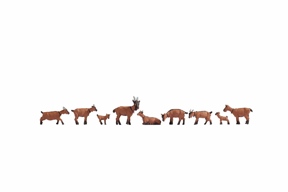 Noch 15752 HO Scale Goats Figure Set, 9 Pieces