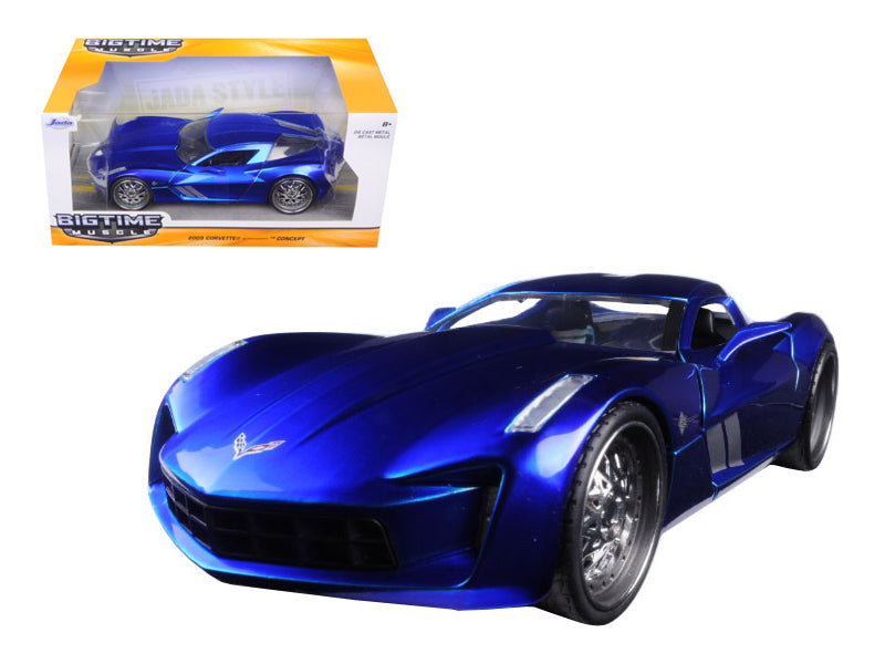 2009 Chevrolet Corvette Stingray Concept Blue 1/24 Diecast Model Car by Jada free shipping USA