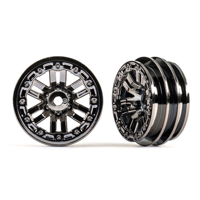 Traxxas 9768-BLKCR TRX-4M Multi-Spoke Wheels 1.0" Black / Chrome (2)
