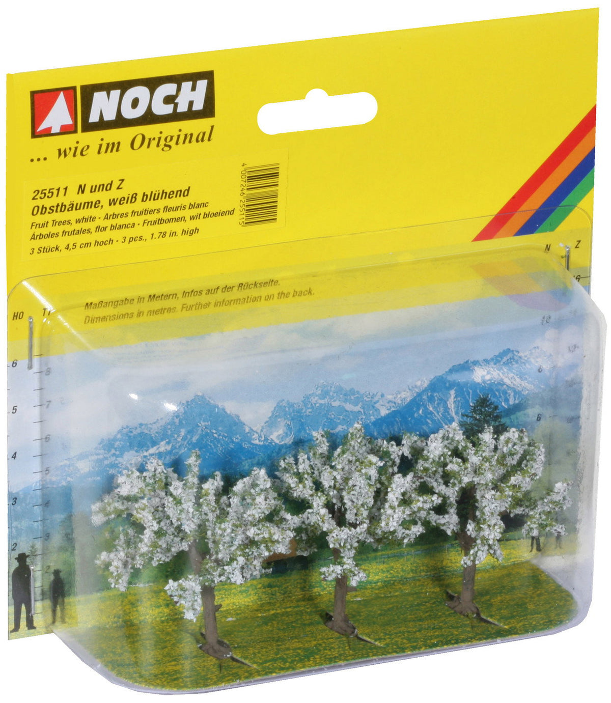 Noch 25511 N Scale Fruit Trees, White Blossom, 4.5 cm