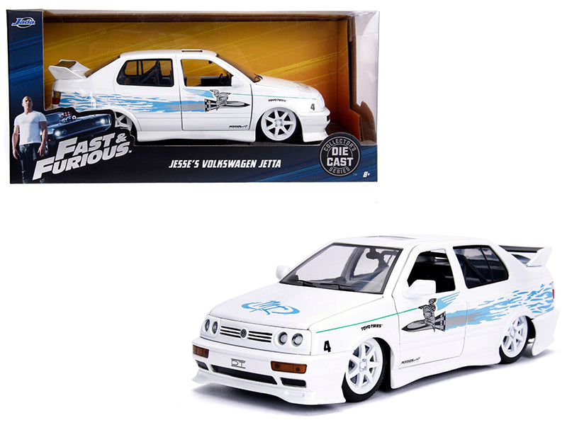 Jesse's Volkswagen Jetta White with Graphics "Fast & Furious" Movie 1/24 Diecast Model Car by Jada free shipping USA