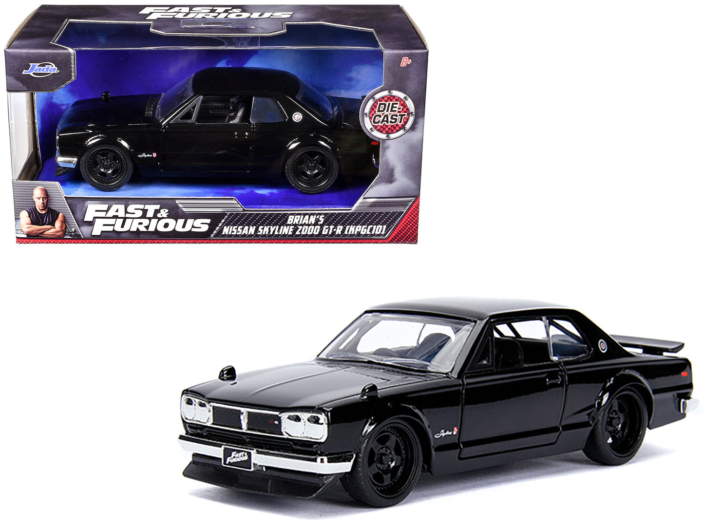 Brian's Nissan Skyline 2000 GT-R (KPGC10) Black "Fast & Furious" Movie 1/32 Diecast Model Car by Jada free shipping USA