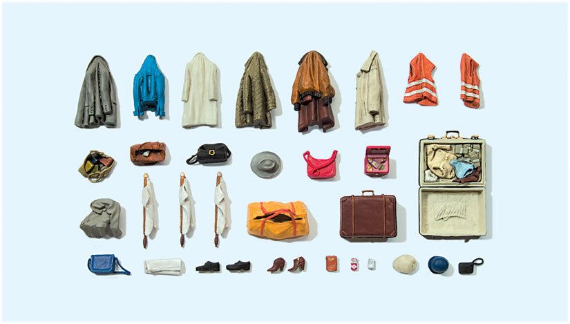 Preiser 17008 HO Scale Clothes, Safety Vests & Bags Detail Set