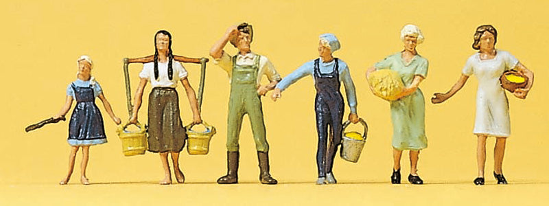 Preiser 10295 HO Scale Farm Workers Figure Set pkg(6)