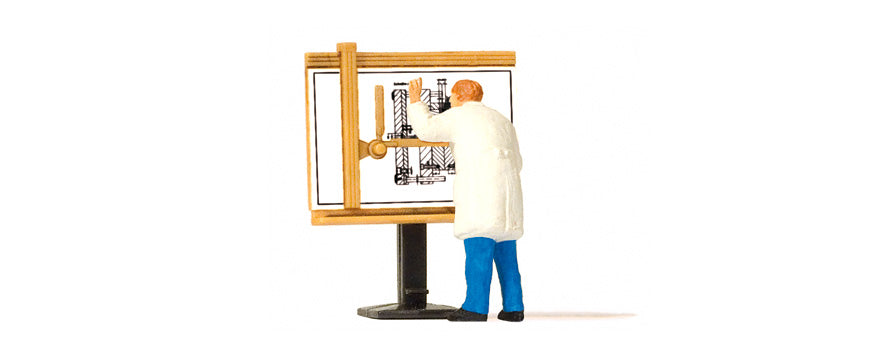 Preiser 28153 HO Scale Draftsman at Drawing Board