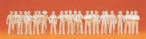 Preiser 16345 HO Scale Uniformed People Unpainted Kit, 24