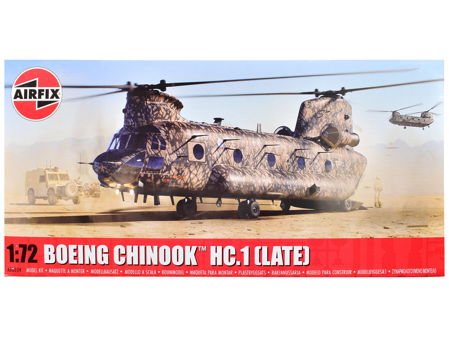 Level 3 Model Kit Boeing Chinook HC.1 (Late Production) Helicopter with 2 Scheme Options 1/72 Plastic Model Kit by Airfix free shipping USA