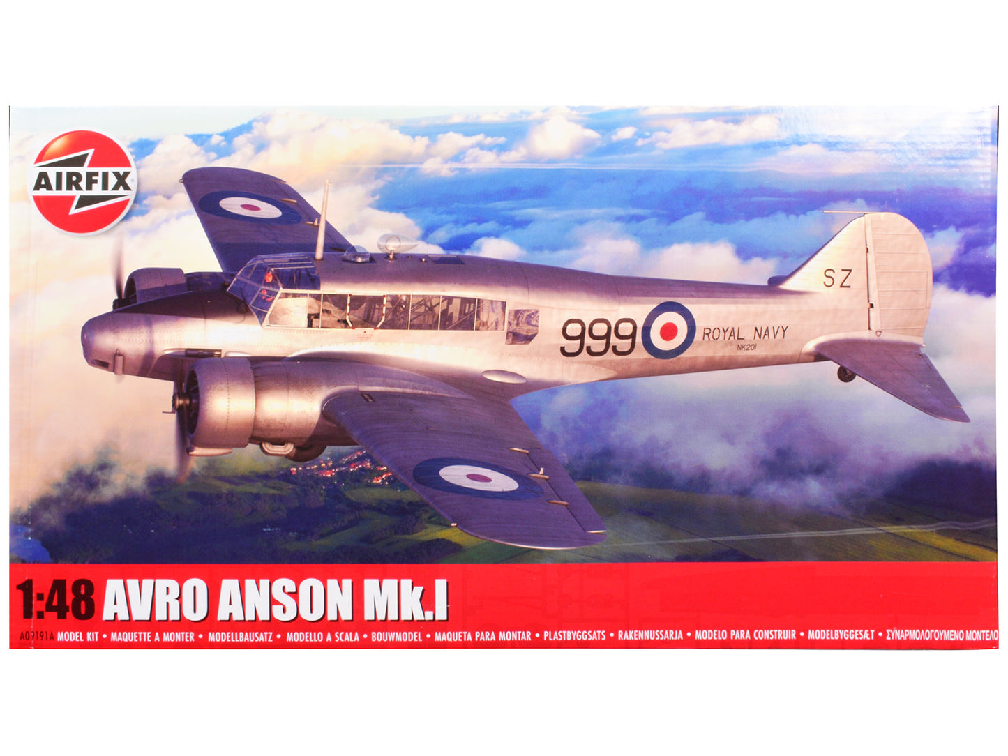 Level 3 Model Kit Avro Anson Mk.I Aircraft with 3 Scheme Options 1/48 Plastic Model Kit by Airfix free shipping USA