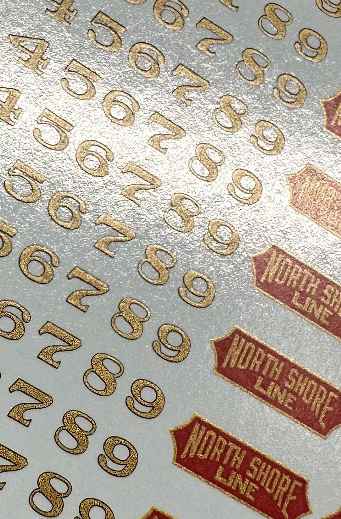 Metallic Silver HO Scale North Shore Line Red and Silver Logos Decal Set