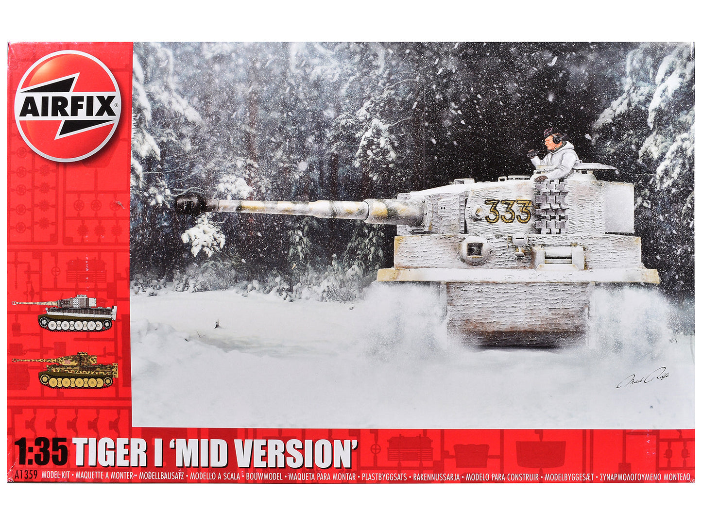 Level 3 Model Kit Tiger I "Mid Version" Tank with 2 Scheme Options 1/35 Plastic Model Kit by Airfix free shipping USA