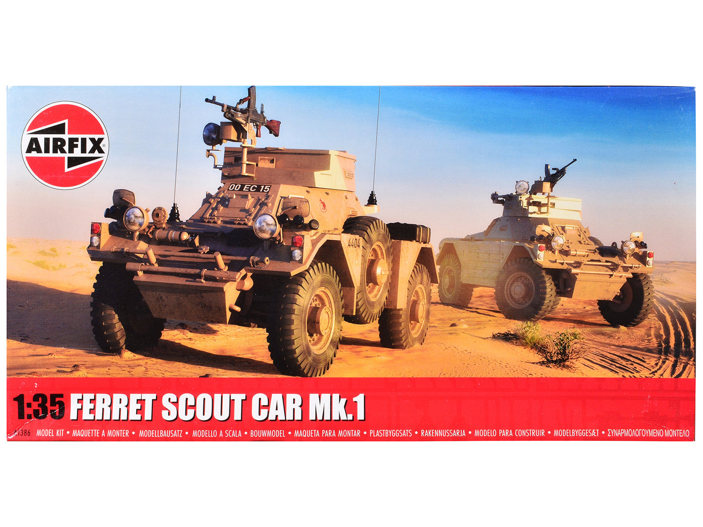Level 2 Model Kit Ferret Scout Mk.1 Armored Car with 3 Scheme Options 1/35 Plastic Model Kit by Airfix free shipping USA