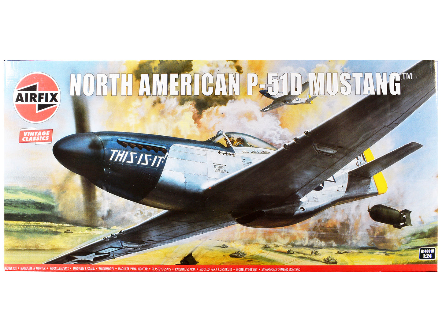 Level 4 Model Kit North American P-51D Mustang Aircraft with 2 Scheme Options 1/24 Plastic Model Kit by Airfix free shipping USA