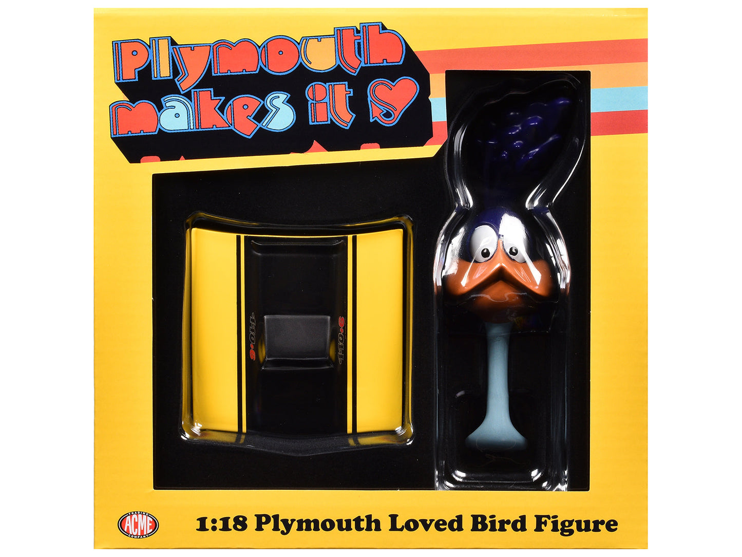 Plymouth Loved Bird Figure with Lemon Twist Hood Stand 1/18 Model by ACME free shipping USA