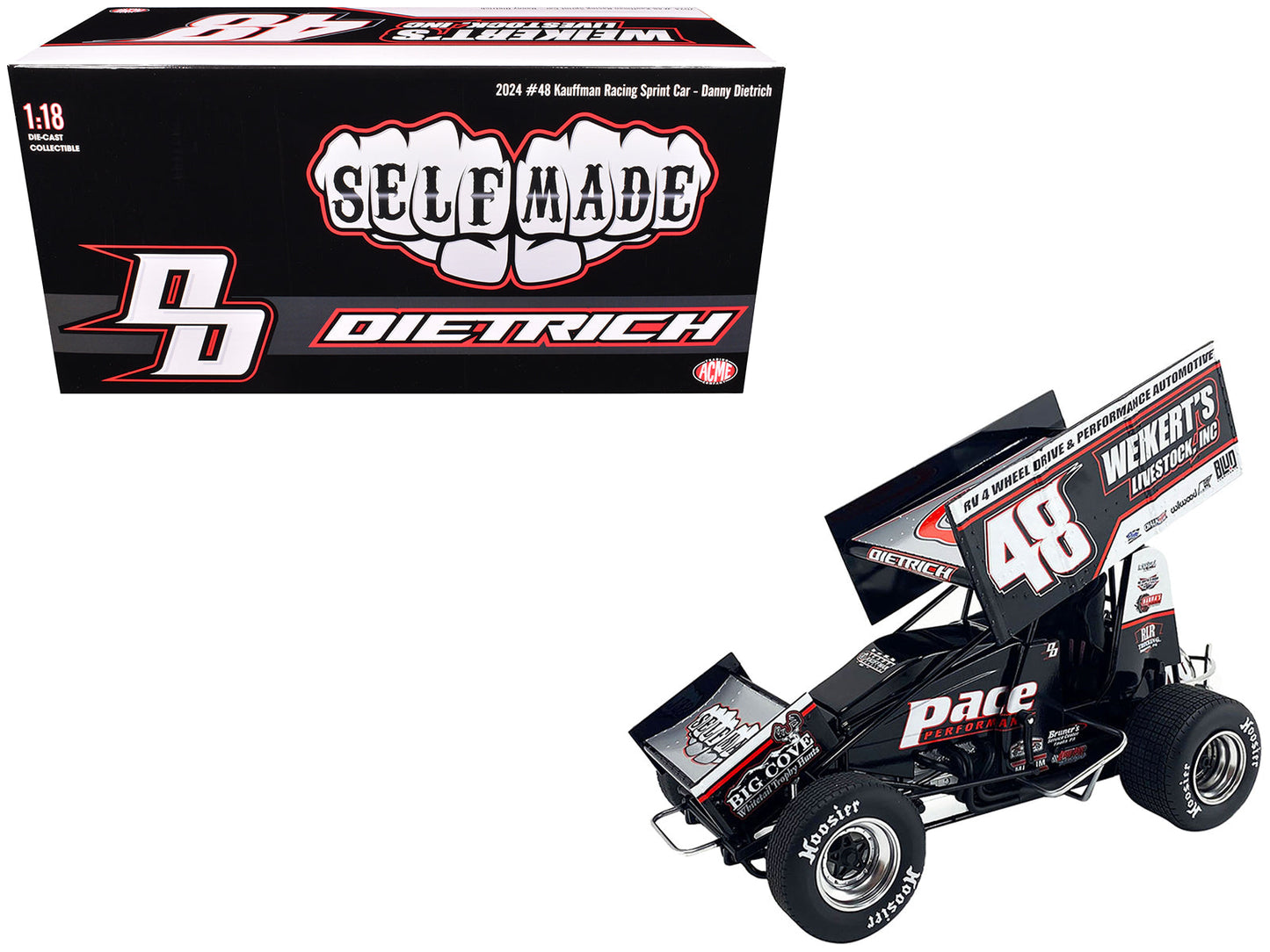 Winged Sprint Car #48 Danny Dietrich "Weikert's Livestock Inc." Gary Kauffman Racing (2024) 1/18 Diecast Model Car by ACME free shipping USA