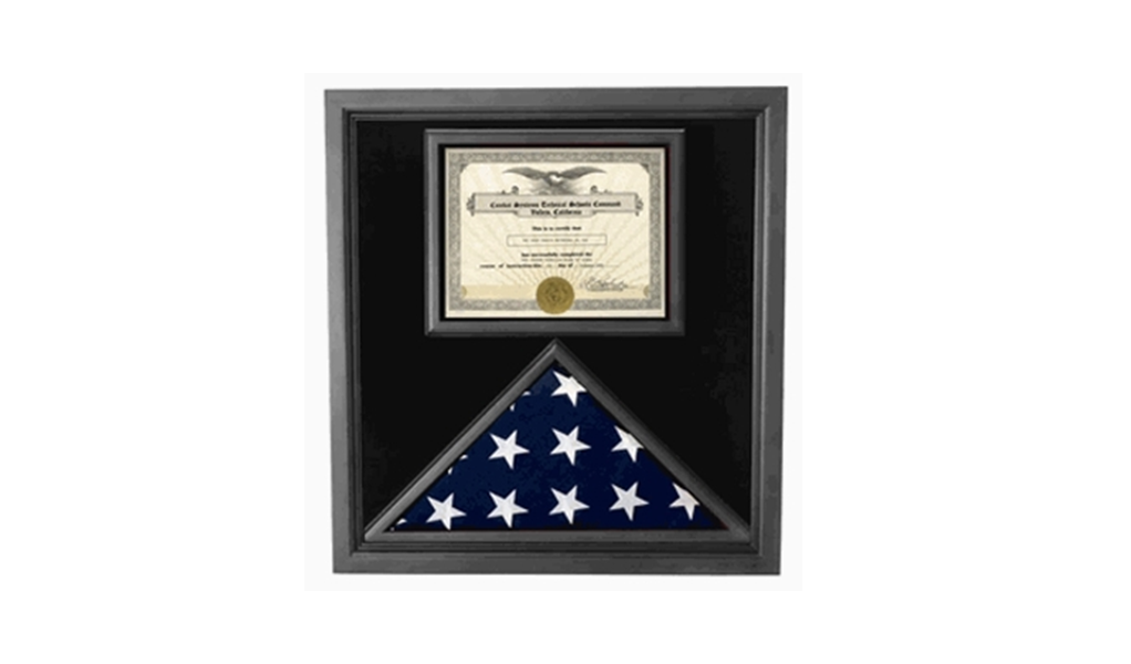 Premium USA-Made Solid wood Flag Document Case Black Finish 3x5