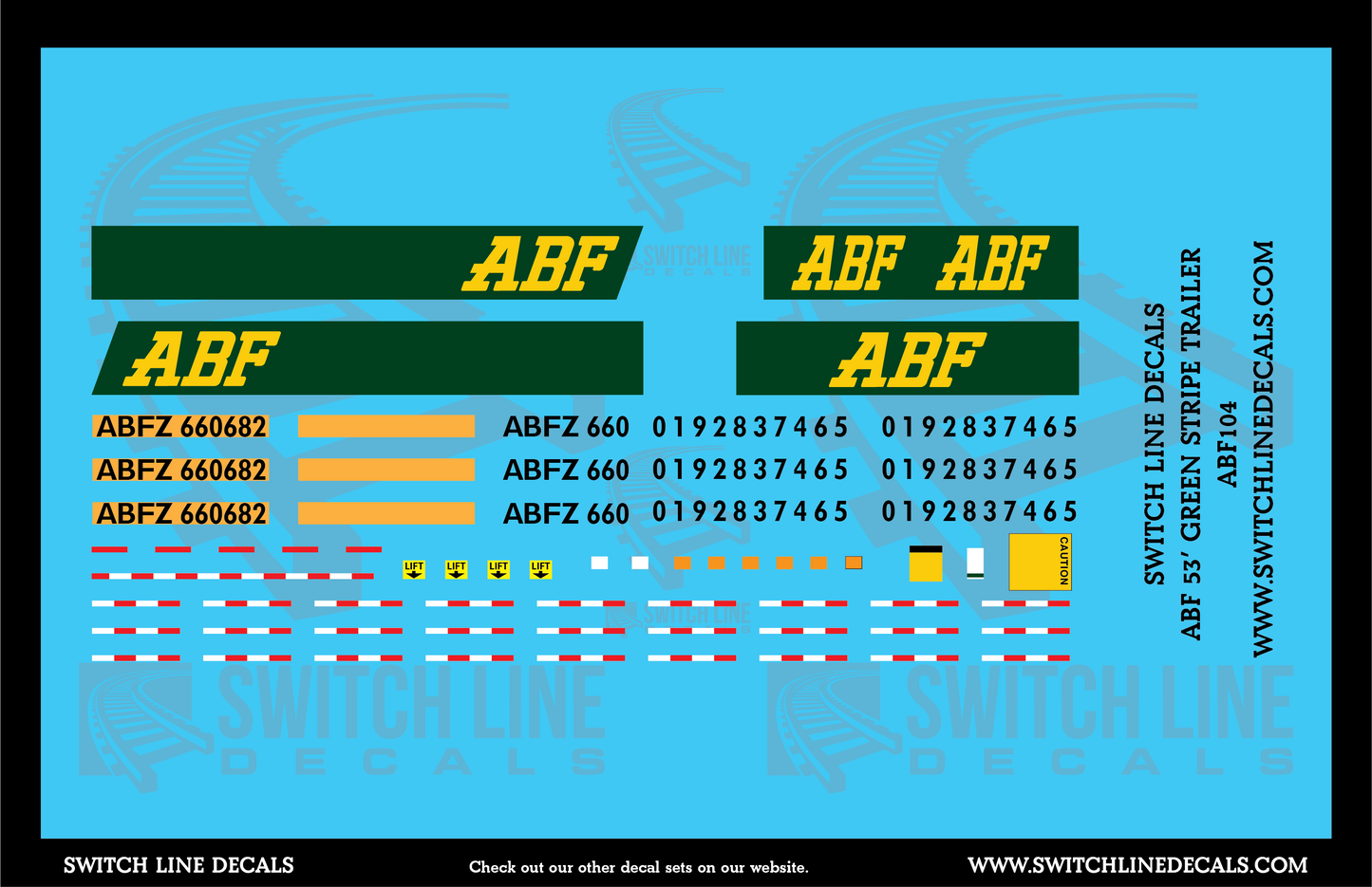 S Scale 1:64 ABF Freight 53' Trailers Decal Set