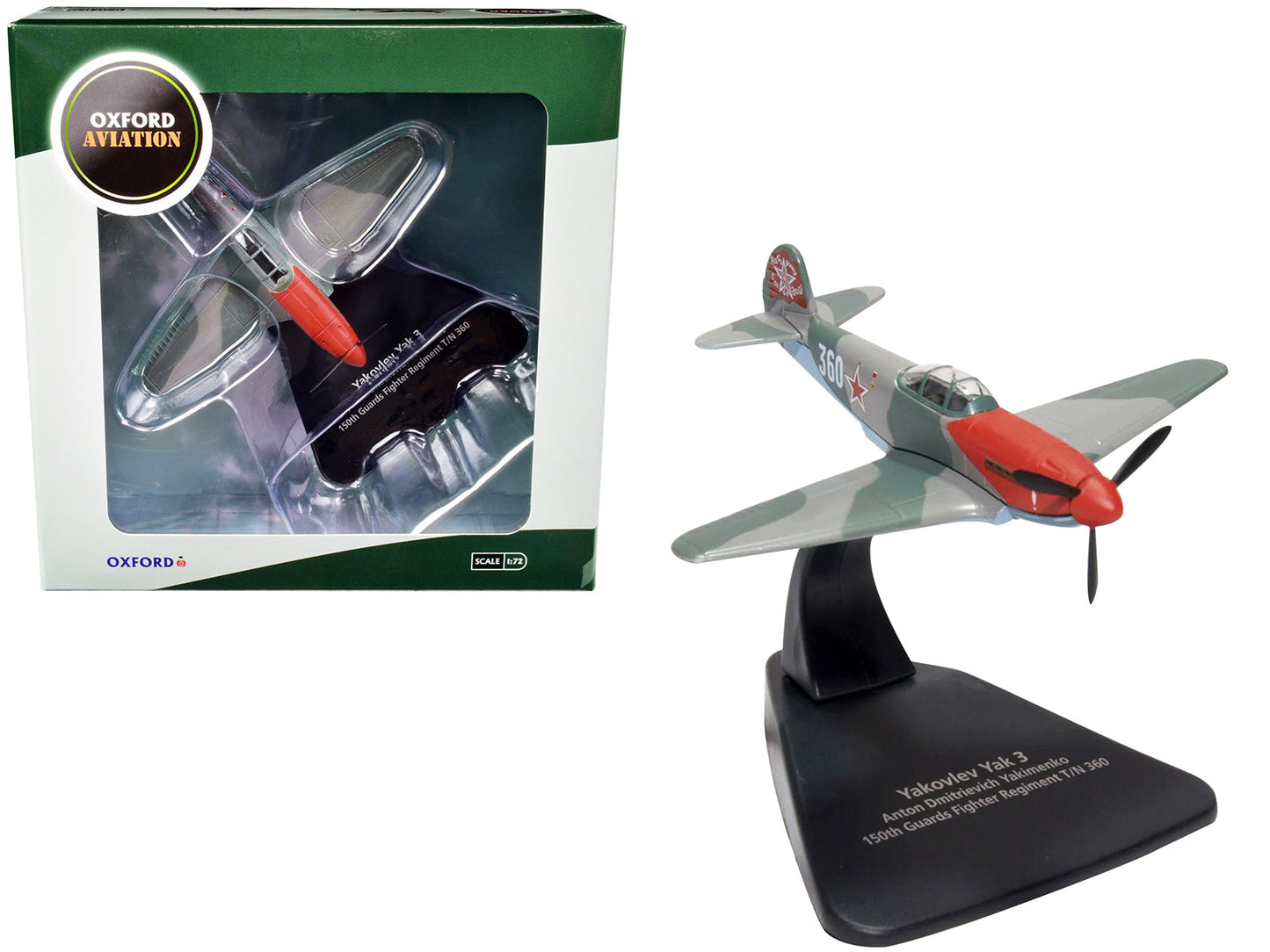 Yakovlev Yak 3 Fighter Aircraft "Anton Dmitrievich Yakimenko 150th Guards Fighter Regiment T/N 360" USSR "Oxford Aviation" Series 1/72 Diecast Model Airplane by Oxford Diecast free shipping USA
