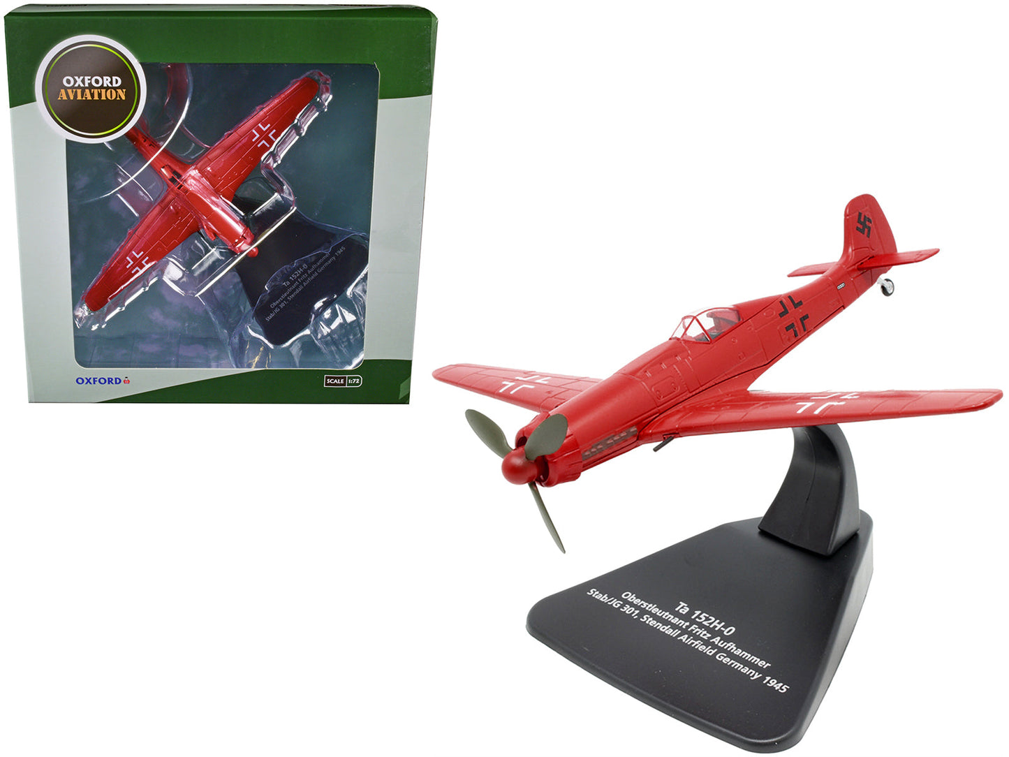 Focke-Wulf Ta 152H-0 War Plane Oberstleutnant Fritz Aufhammer Stab/JG 301 Stendall Airfield Germany (1945) "Oxford Aviation" Series 1/72 Diecast Model Airplane by Oxford Diecast free shipping USA