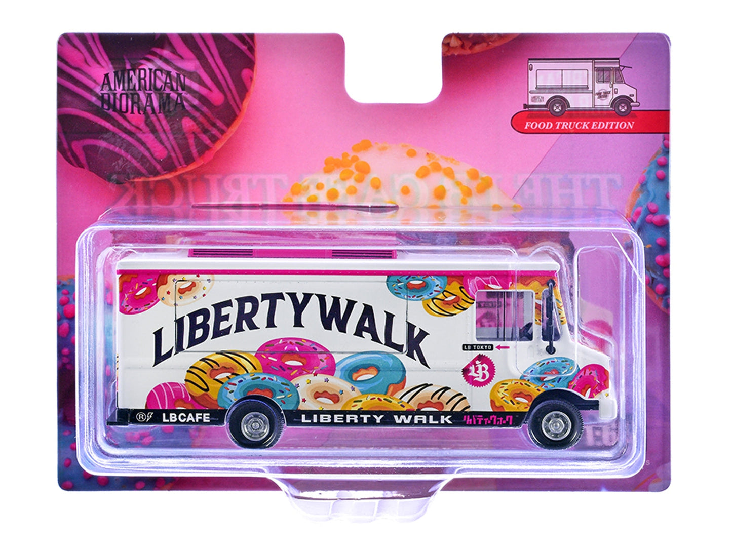 Food Truck "The LB Cafe Truck - Liberty Walk" White with Graphics 1/64 Diecast Model by American Diorama