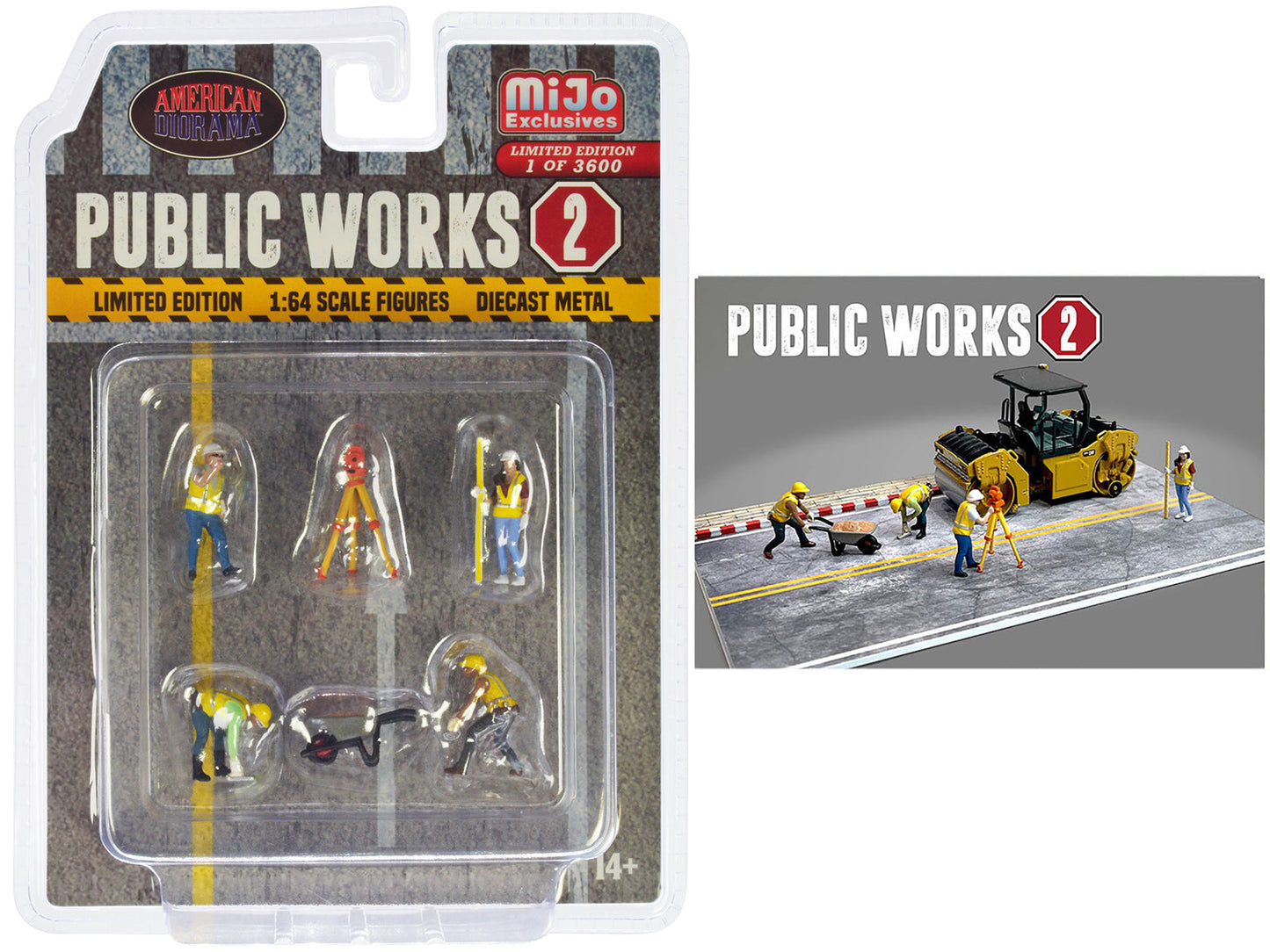 "Public Works 2" 6 piece Diecast Figure Set (4 Figures 1 camera 1 wheelbarrow) Limited Edition to 3600 pieces Worldwide for 1/64 scale models by American Diorama free shipping USA