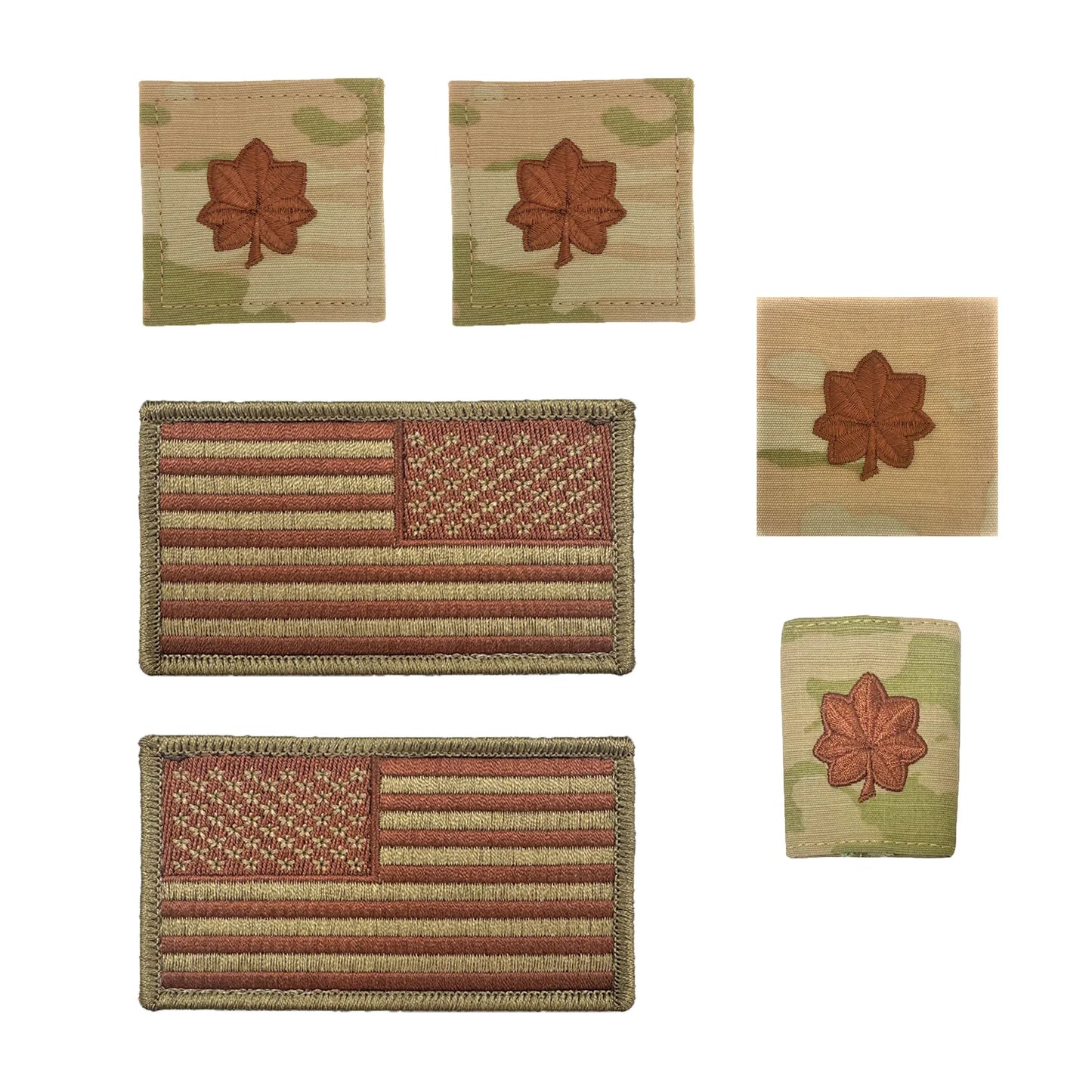 U.S. Air Force Major Rank and Reverse OCP Spice Brown Flag Bundle
