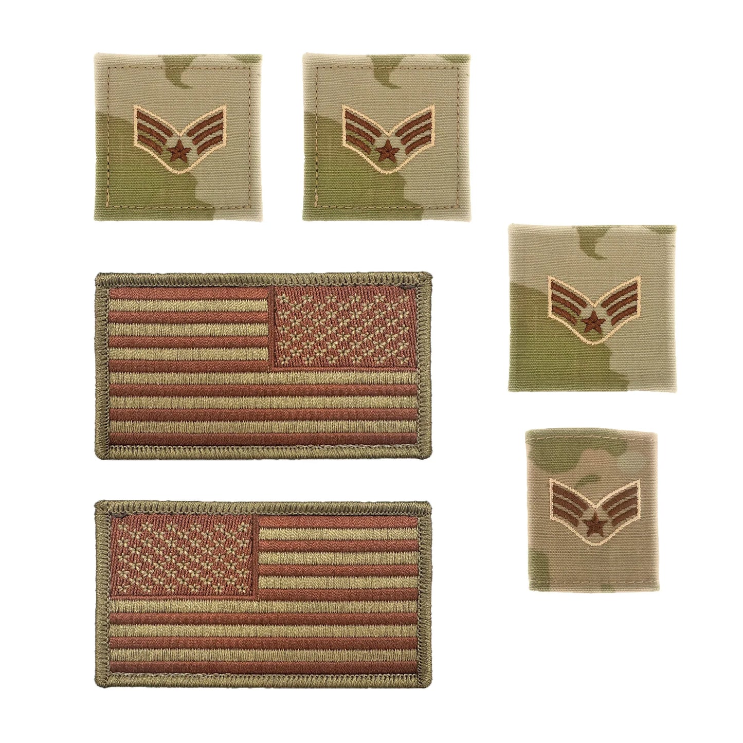 U.S. Air Force Senior Airman Rank and Reverse OCP Spice Brown Flag Bundle