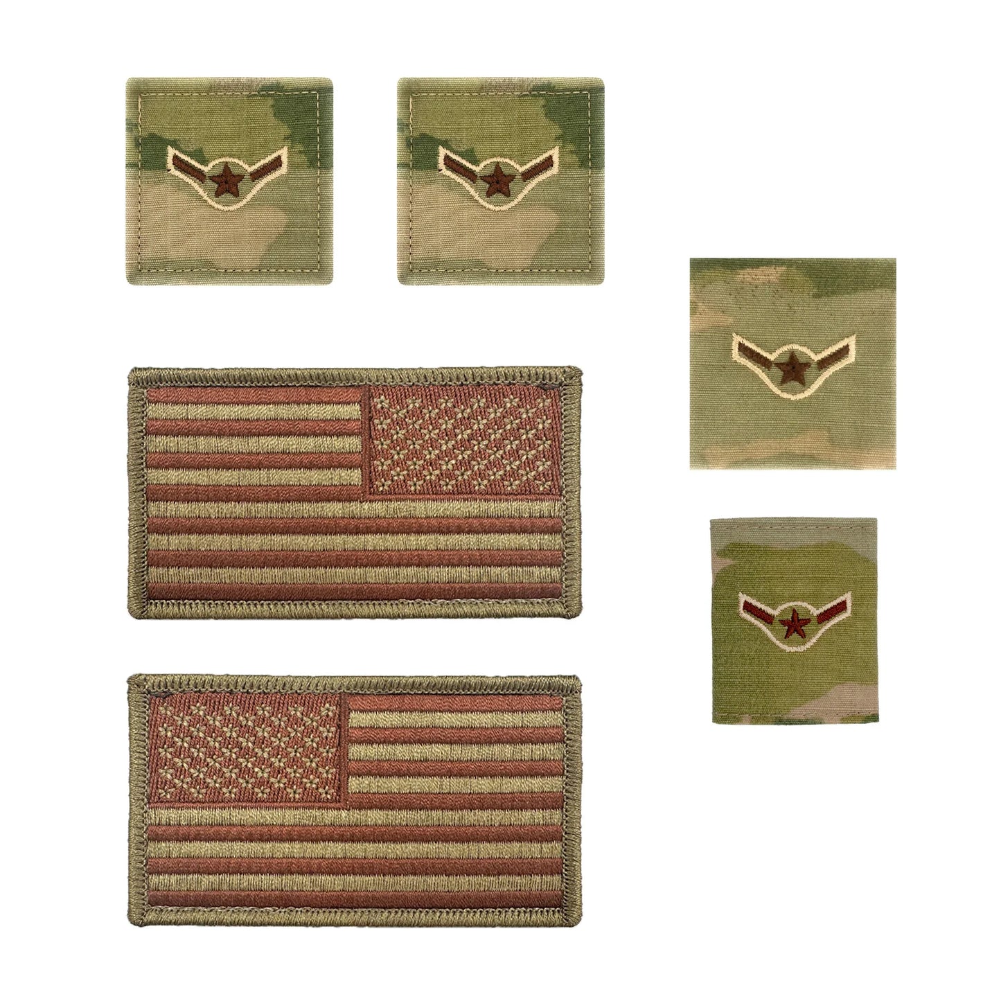 US Air Force Airman Rank and Reverse OCP Spice Brown Flag Bundle
