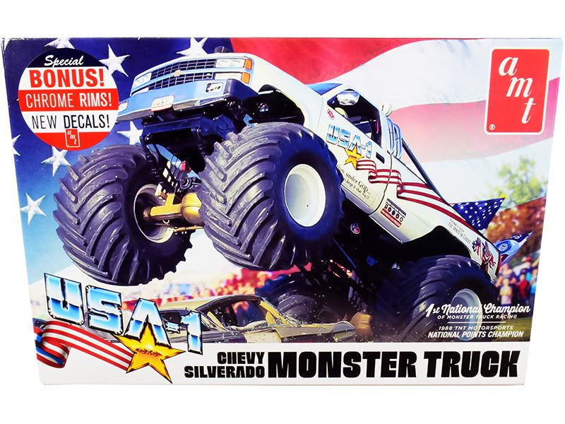 Skill 2 Model Kit Chevrolet Silverado "USA-1" Monster Truck 1/25 Scale Model by AMT free shipping USA
