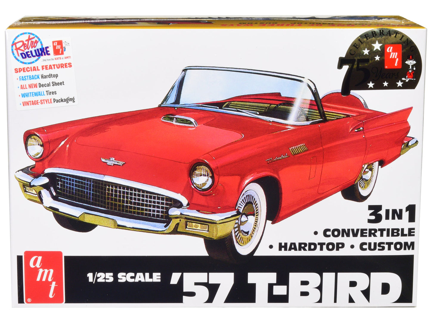 Skill 2 Model Kit 1957 Ford Thunderbird 3-in-1 Kit 1/25 Scale Model by AMT free shipping USA