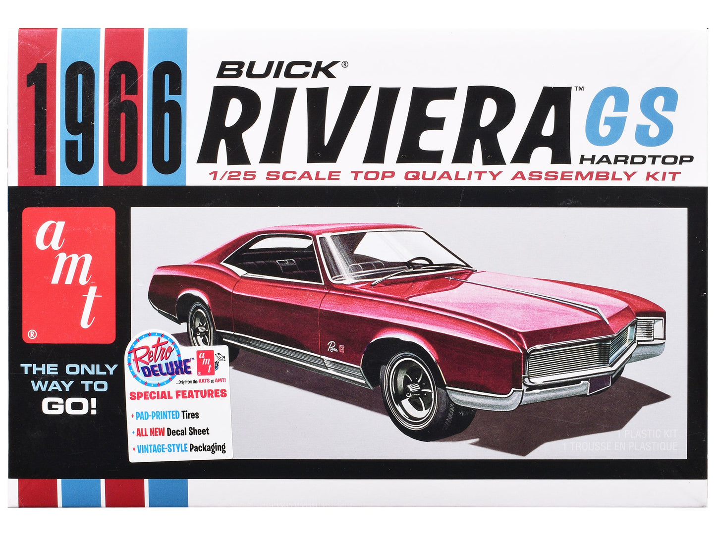 Skill 2 Model Kit 1966 Buick Riviera GS 1/25 Scale Model by AMT free shipping USA