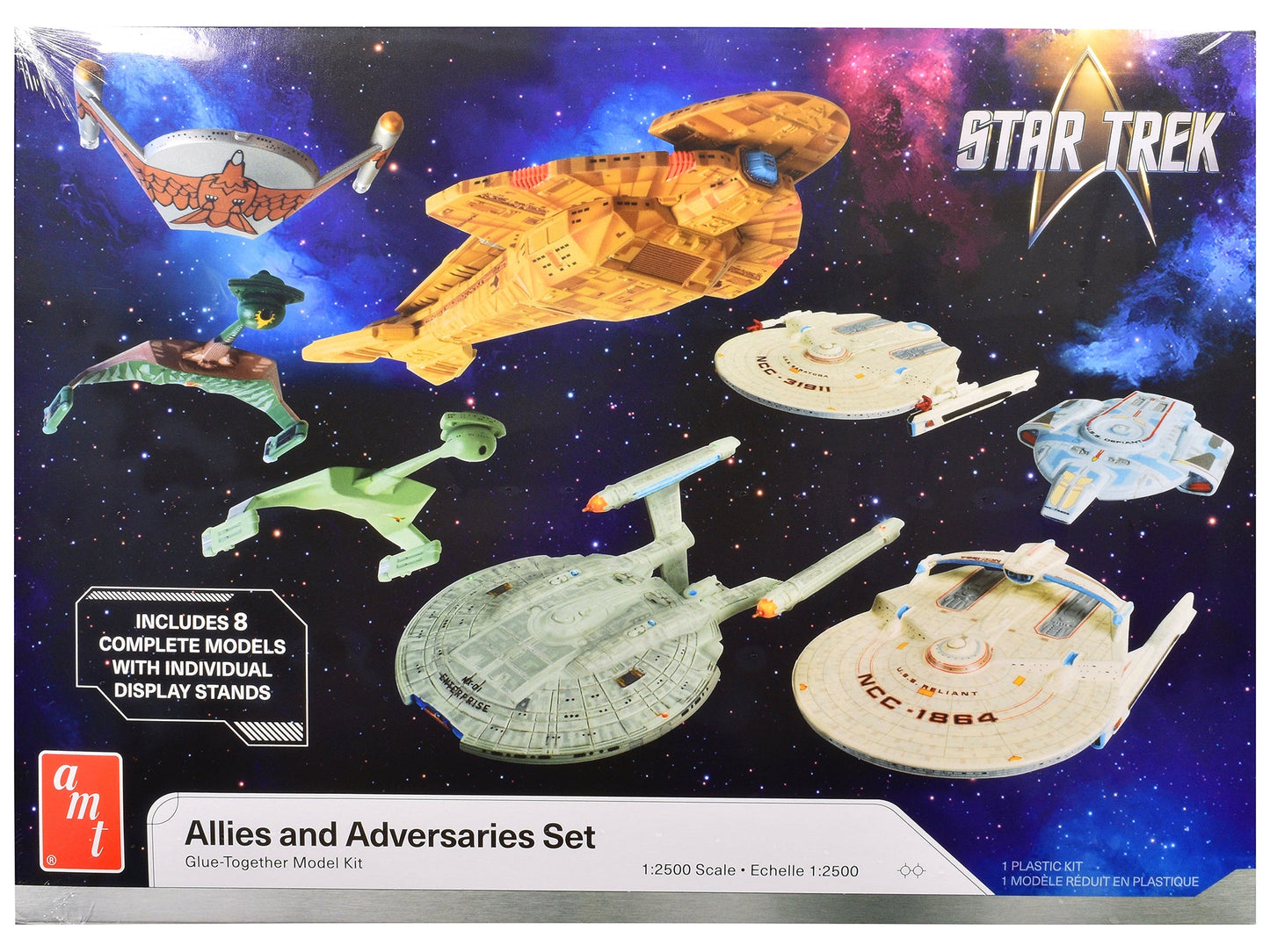 Skill 2 Model Kit Allies and Adversaries Space Ship Set "Star Trek" Franchise 1/2500 Scale Model by AMT free shipping USA