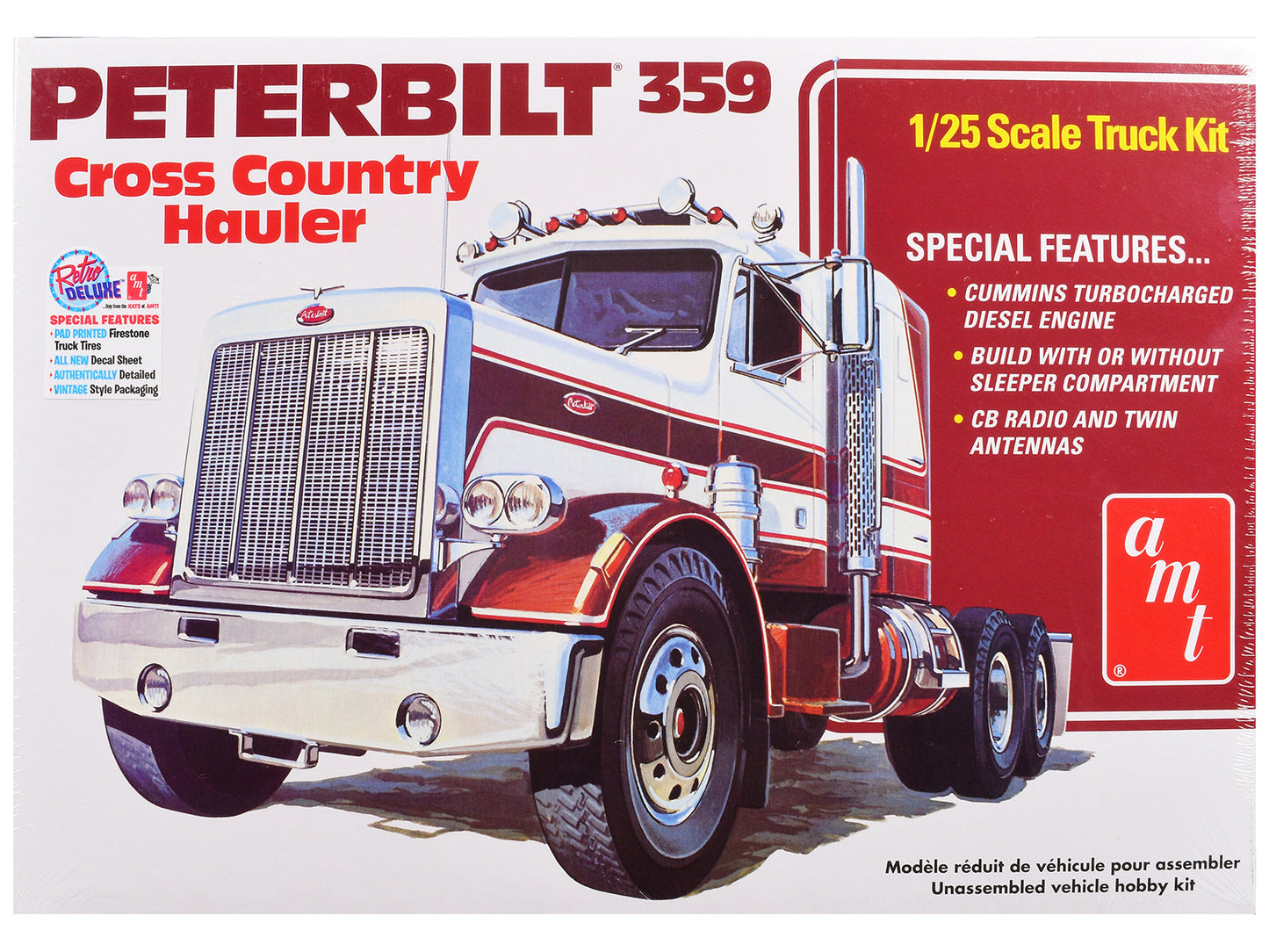 Skill 3 Model Kit Peterbilt 359 "Cross Country Hauler" 1/25 Scale Model by AMT free shipping USA