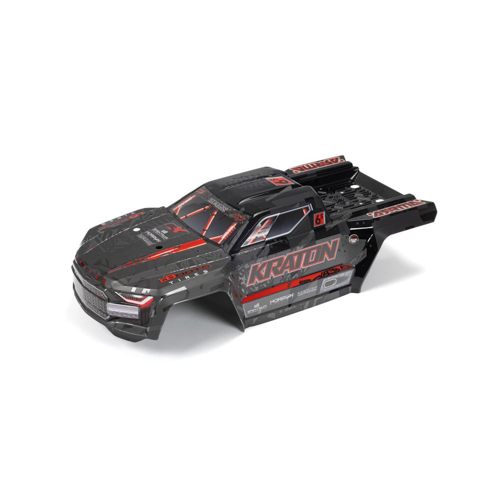 Armma 406169 KRATON 6S EXB Painted Decalled Cut Body, Black / Red