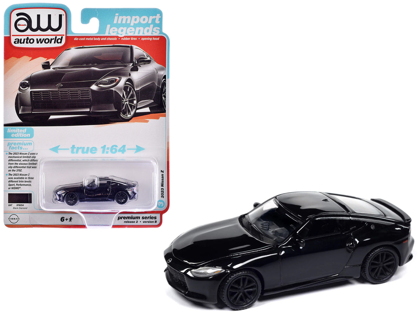 2023 Nissan Z Black Diamond "Import Legends" Series 1/64 Diecast Model Car by Auto World free shipping USA