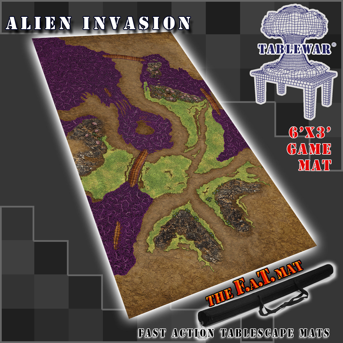6x3' Alien Invasion' F.A.T. Mat Gaming Mat