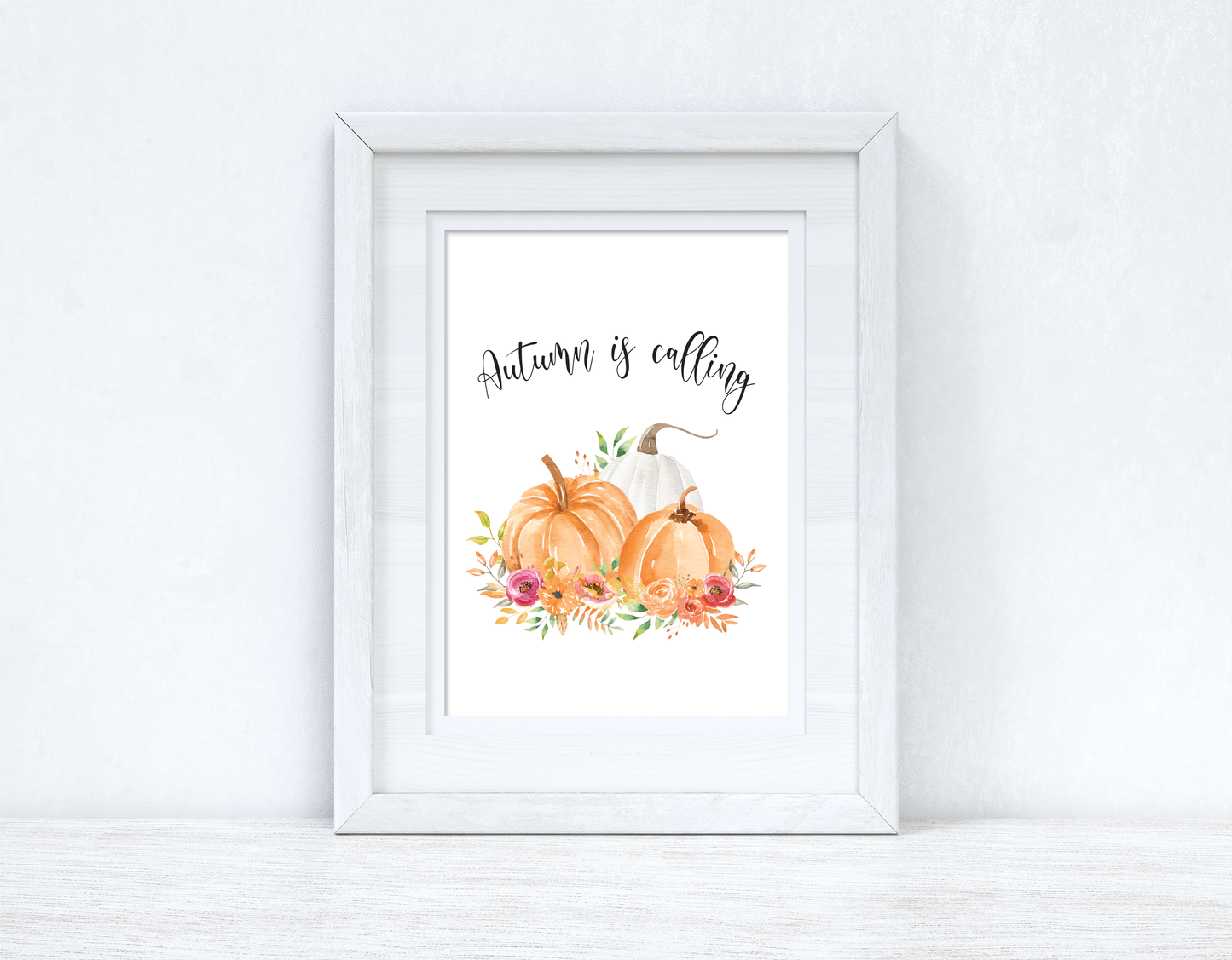 Autumn Is Calling Floral Pumpkins Autumn 2021 Seasonal Wall Home Decor Print by WinsterCreations™ Official Store