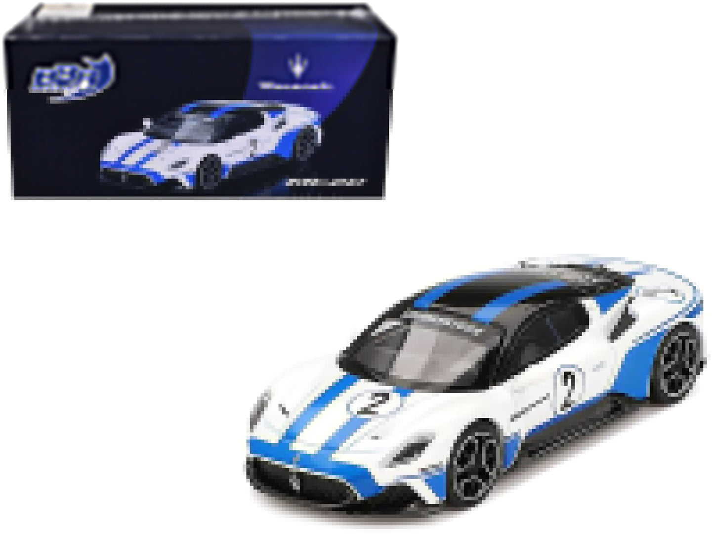 Maserati MC20 #2 White with Blue Stripes and Black Top "Maserati Performance Experience" 1/64 Diecast Model Car by BBR free shipping USA