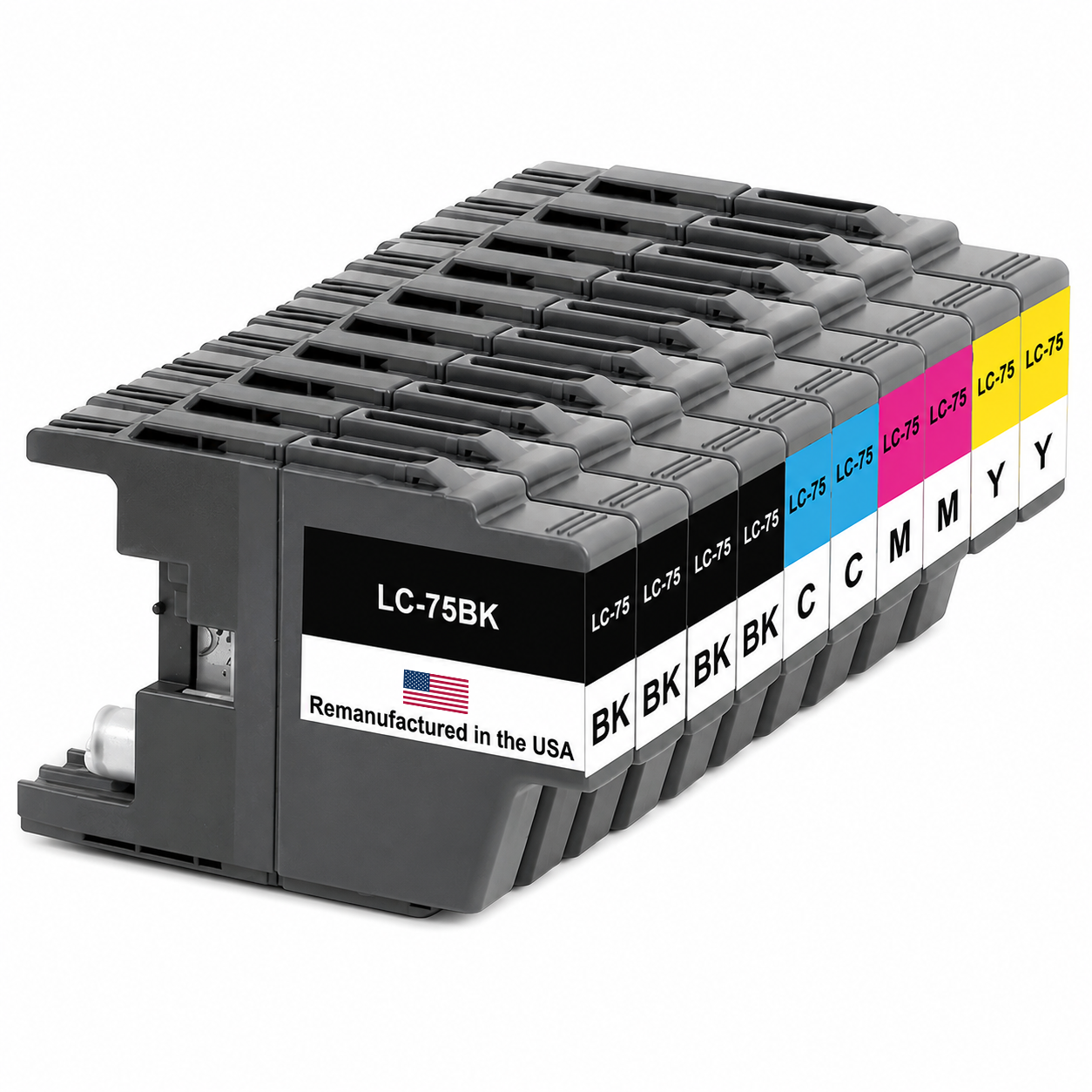 U.S. Remanufactured for Brother LC75 4 Black / 2 Each Color Ink Cartridges 10-pack