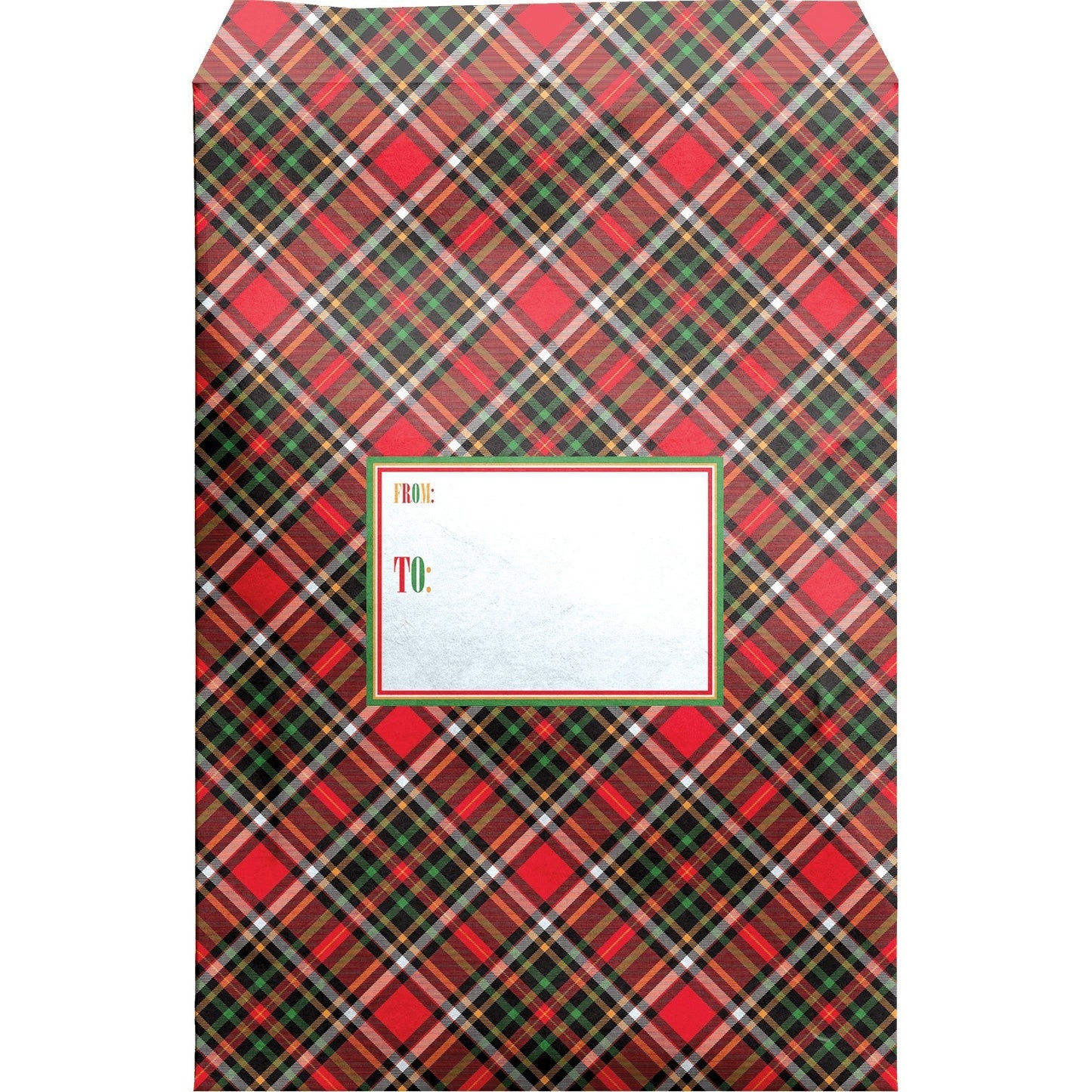 Large Christmas Printed Padded Mailing Envelopes, Red Gold Plaid by Present Paper
