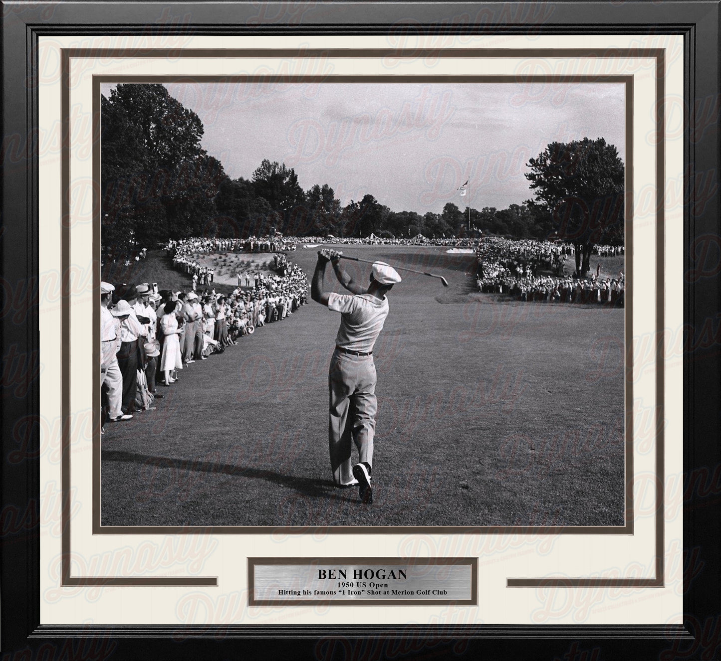 Ben Hogan 1-Iron Shot at the 1950 US Open at Merion Framed Golf Photo