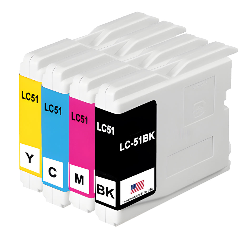 U.S. Remanufactured for Brother LC51 - 1 Black / 3 Color Ink Cartridges 4-pack