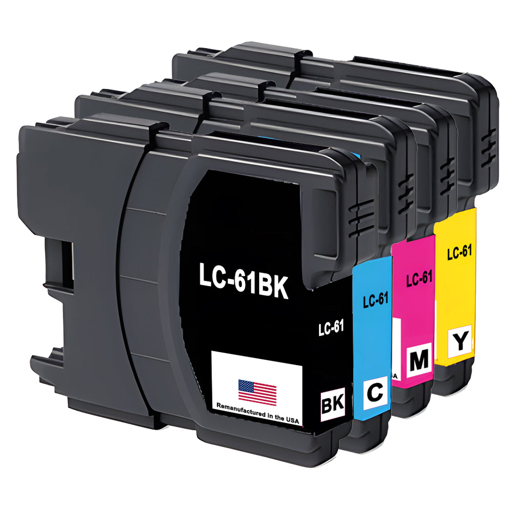 U.S. Remanufactured for Brother LC61 1 Black / 3 Color Ink Cartridges 4-pack