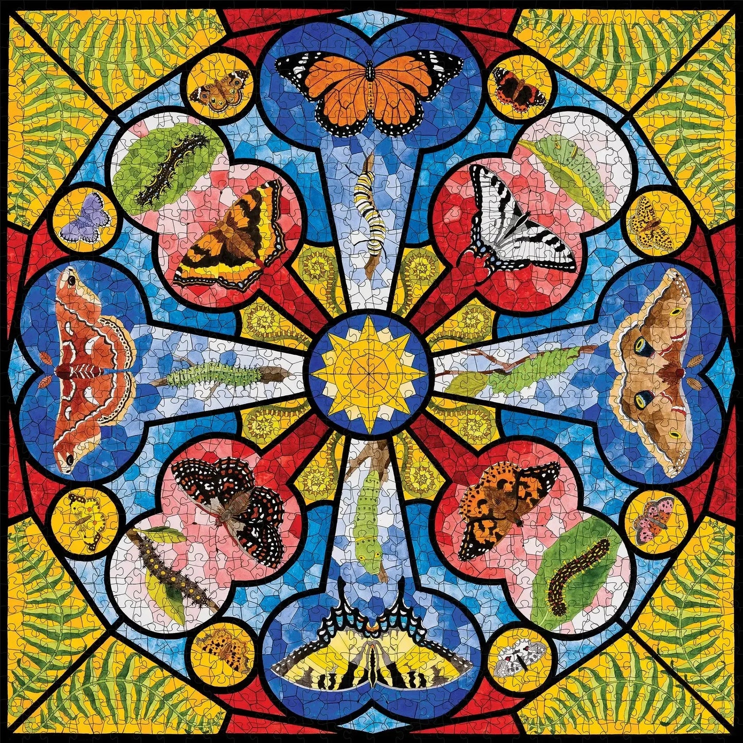 Butterfly Rose Window 1000 Piece Jigsaw Puzzle Pomegranate