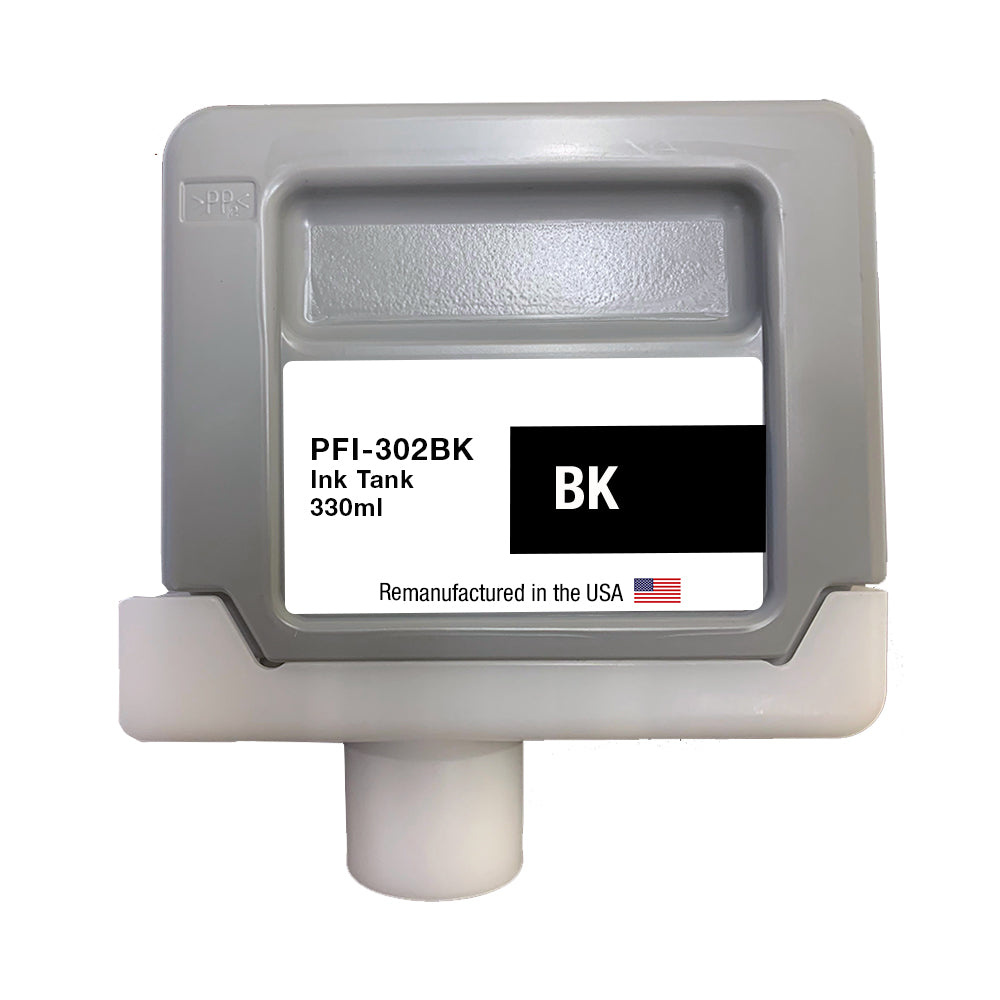 U.S. Remanufactured for Canon PFI-302BK 330ml Black Ink Cartridge