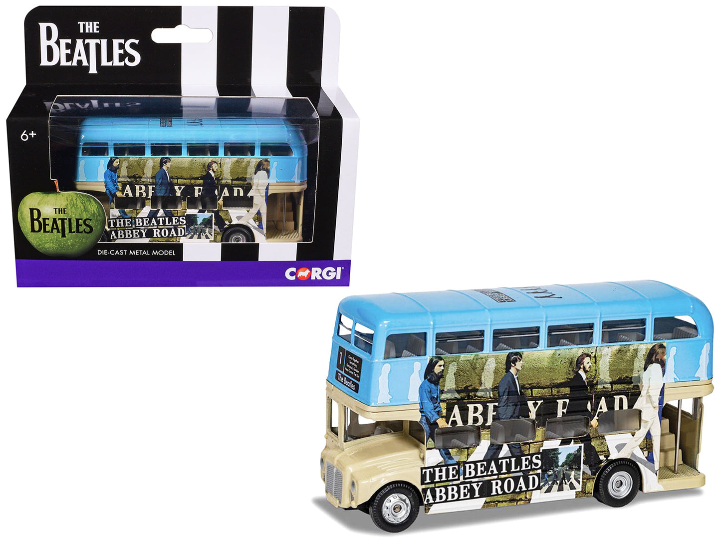 The Beatles London Double Decker Bus "Abbey Road" Blue and Beige Diecast Model Car by Corgi free shipping USA