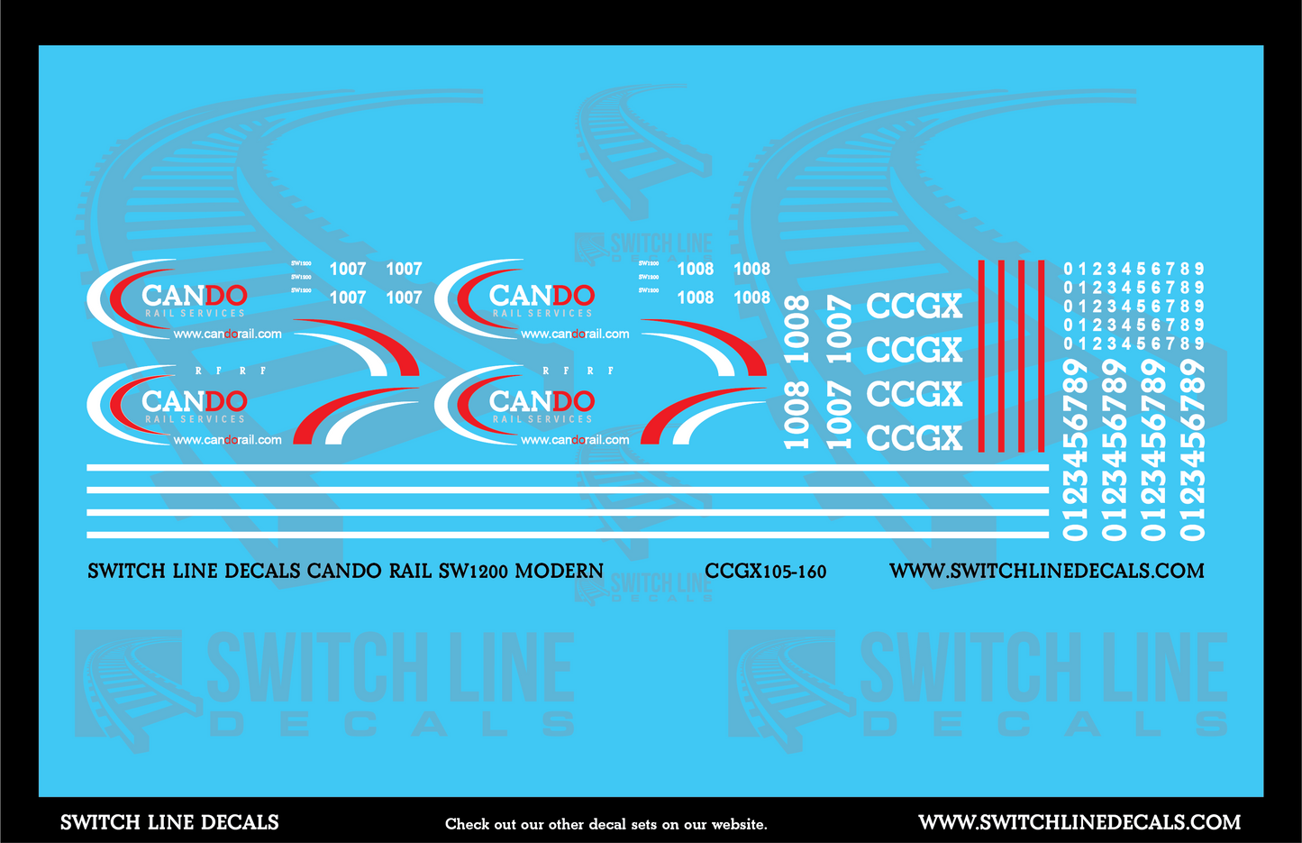 N Scale Cando Rail SW1200 Modern Locomotive Decal Set
