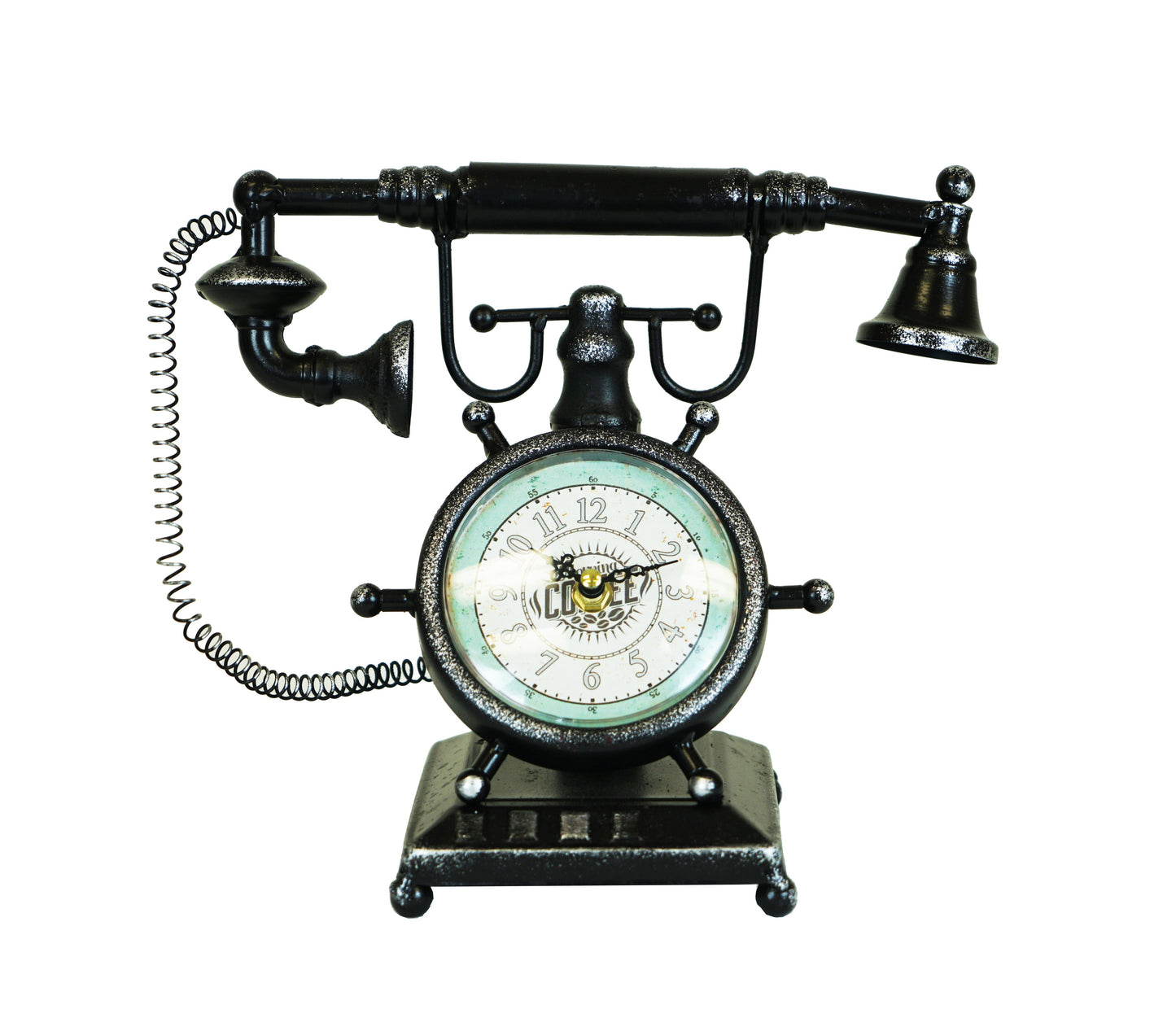 Table clock - Distressed Bronze Vintage Telephone Table Clock by Peterson Housewares & Artwares