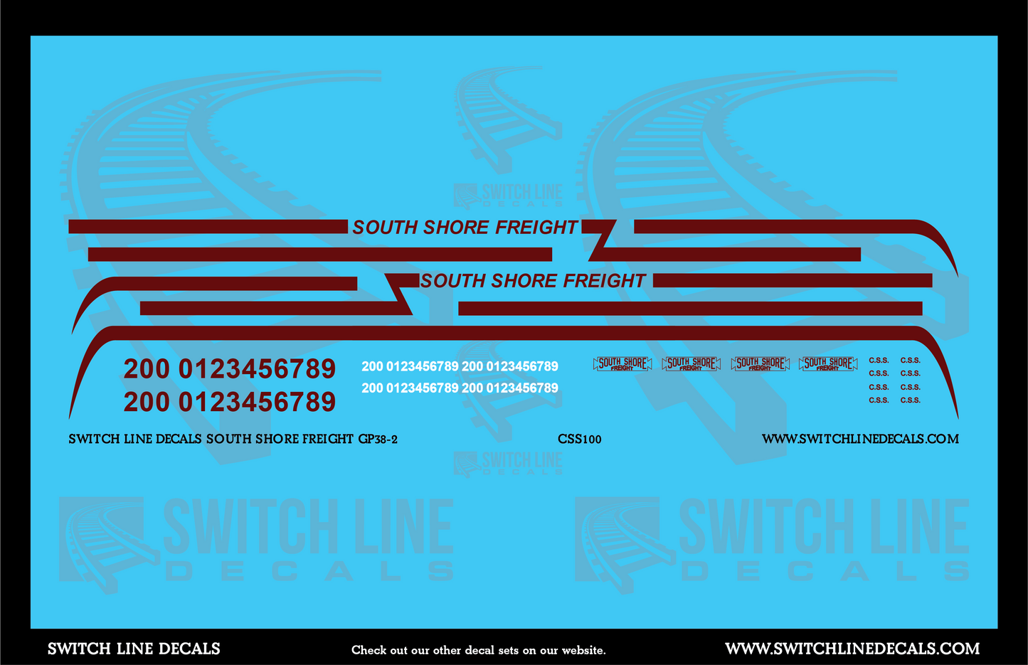 HO Scale Chicago South Shore CSS GP38 Locomotives Decal Set