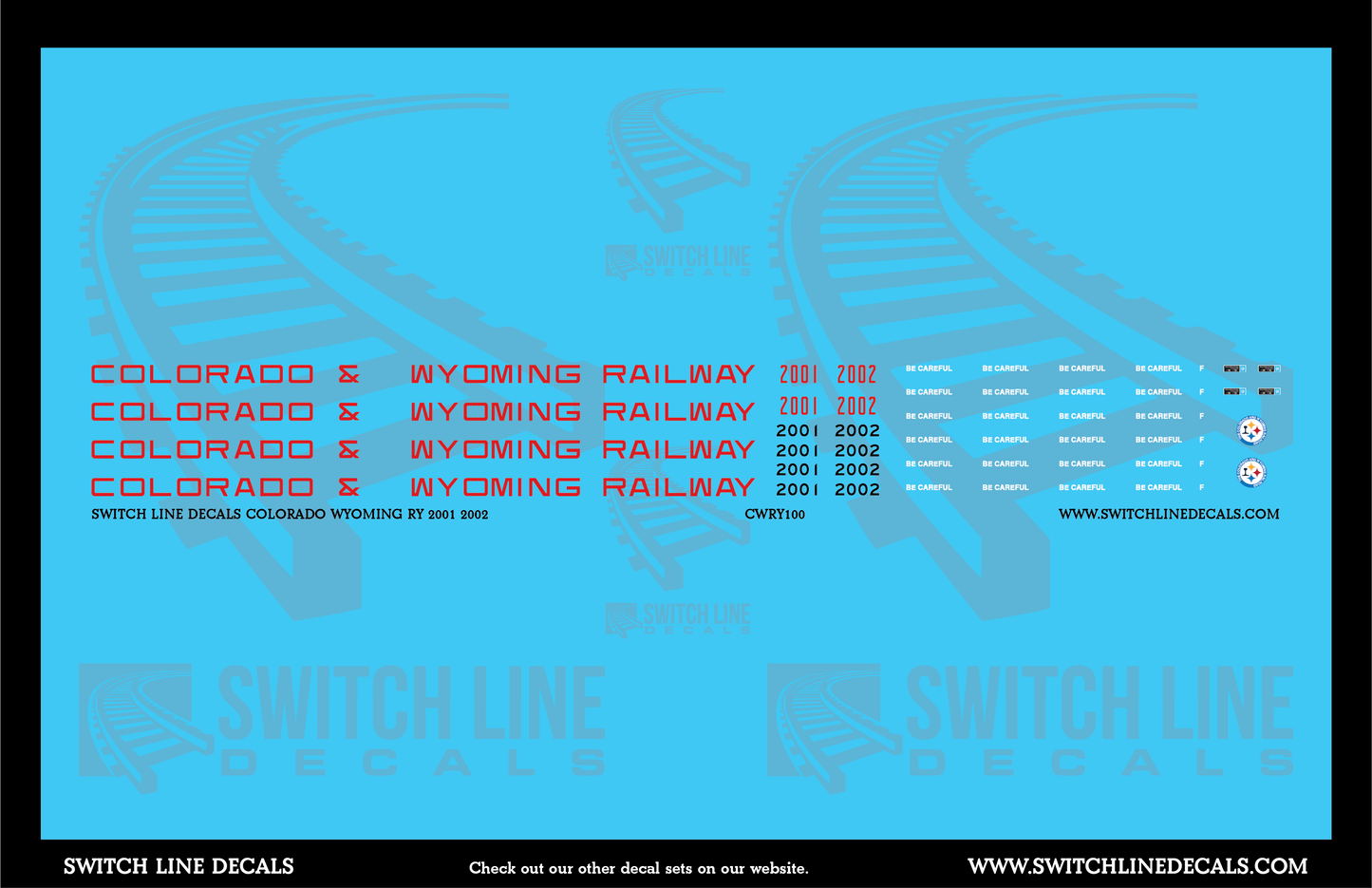 HO Scale Colorado and Wyoming Railroad Locomotives Decal Set